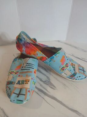 Colorful Art Theme Slip On Shoes Women's  Size 7